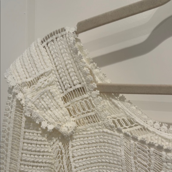 Sezane White Ruffled Fitted Long Sleeve Blouse - Picture 8 of 8